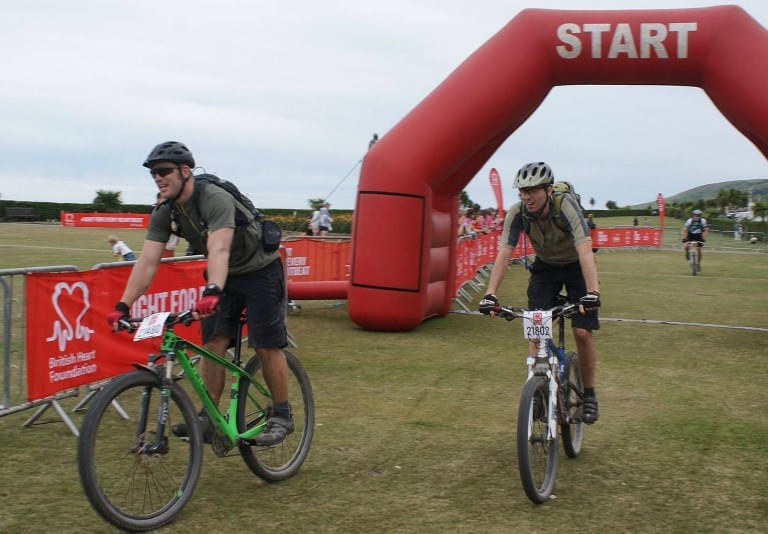 Mr Tin Box competing in a mountain bike race