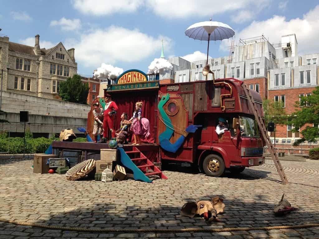 An open air theatre production at Winchester Hat Fair