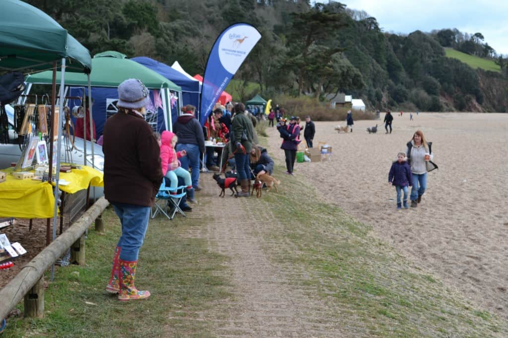 Beach front stalls at the Dog Celebration at Blackpool Sands