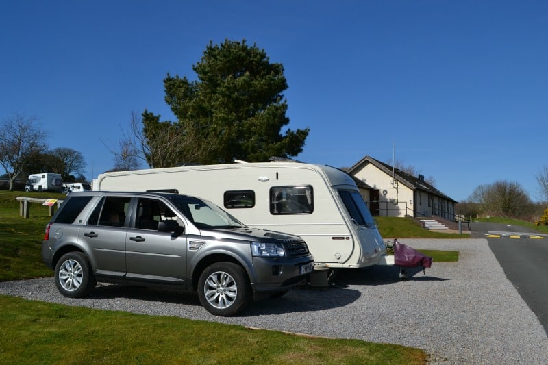 Tin Box pitched at Looe Caravan Club site in Cornwall