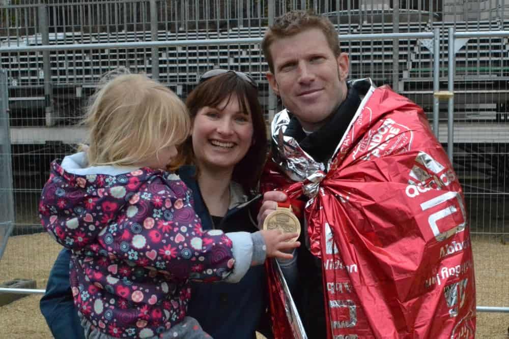 Tin Box family at the end of the London Marathon - family trip to London