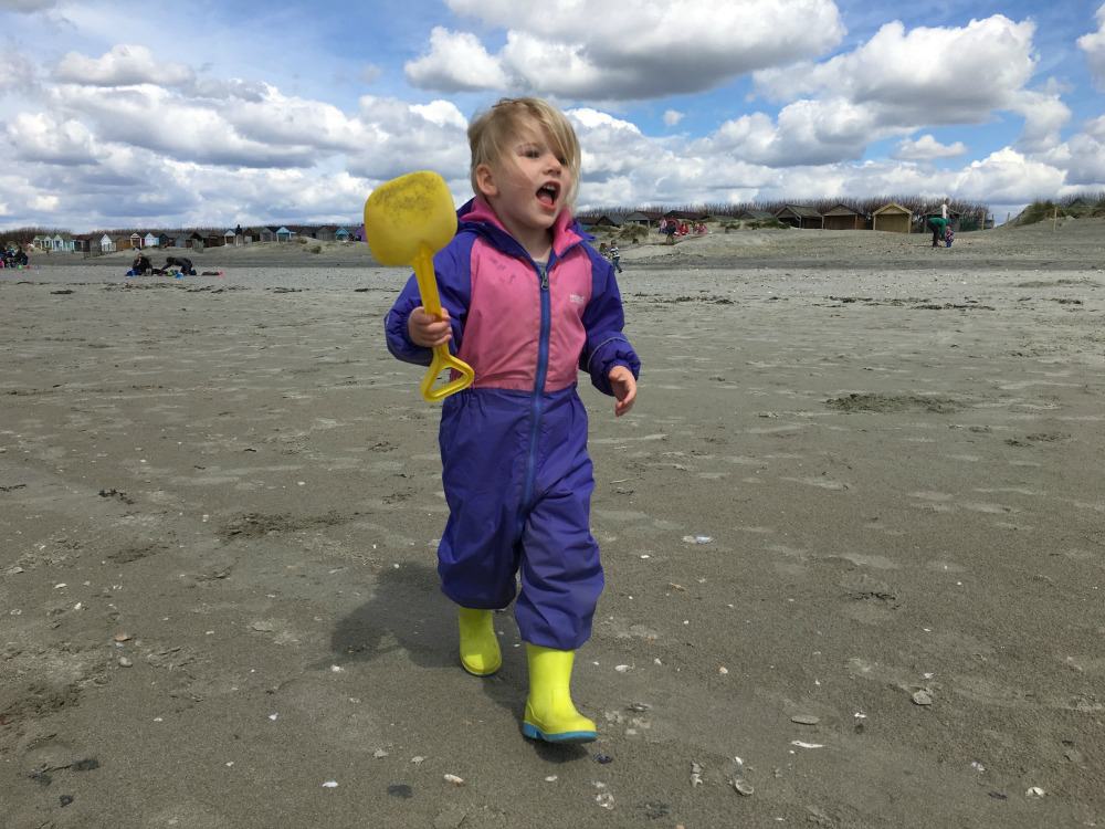 Tin Box Tot on West Wittering Beach, West Sussex, UK - Tin Box Traveller Diaries May 2016