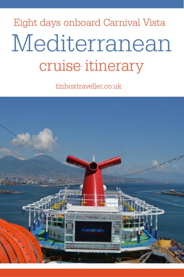 An eight day Mediterranean cruise onboard Carnival Vista. This was our first family cruise and we visited posts in Spain, Italy and France #cruising #cruise #cruisewithkids #travel #inspiration #Europe #Mediterranean #CarnivalVista #cruiseitinerary #firsttimecruisers 