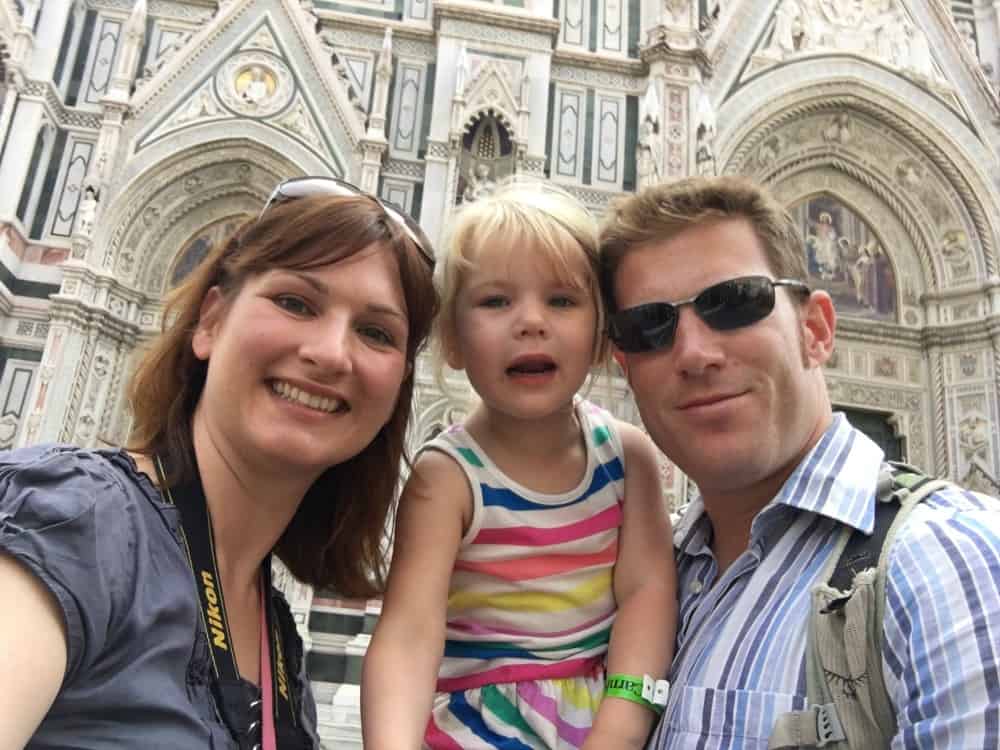 The Tin Box Traveller family in Florence during an excursion from Carnival Vista