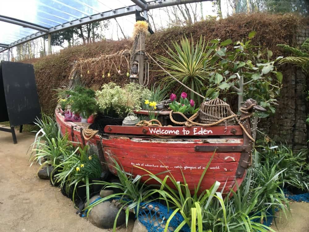 Boat at the entrance to The Eden Project: a family day out in Cornwall