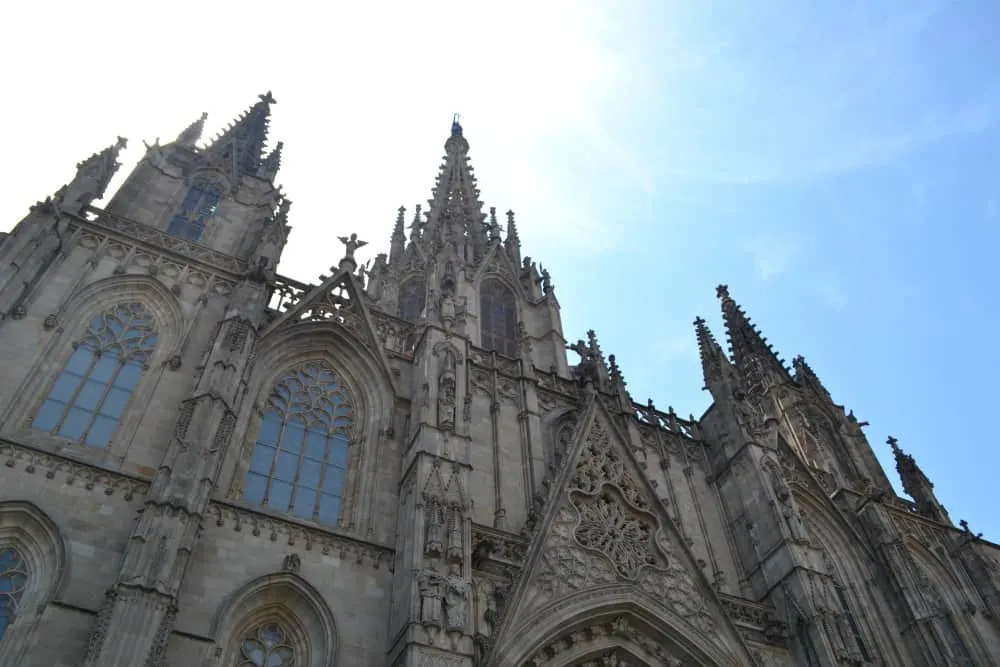 Silhouette of Catedral de Barcelona against blue sky - Barcelona with a buggy