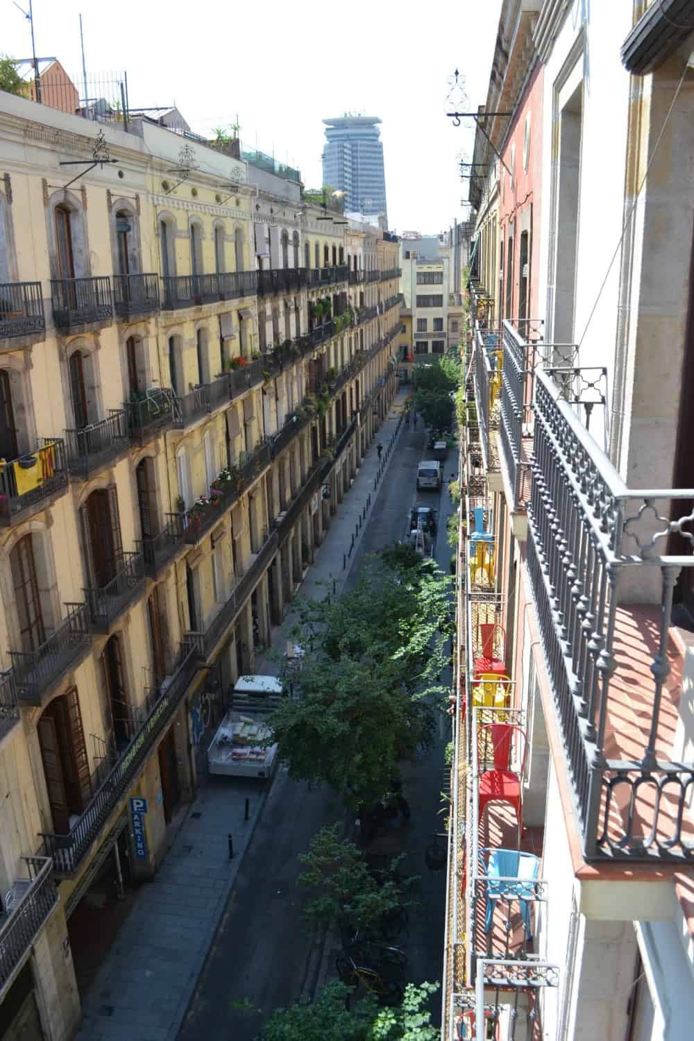 View of street from room balcony at Leonardo Hotel Barcelona