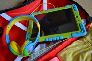 iPad kiddie tough case and Peppa Pig headphones