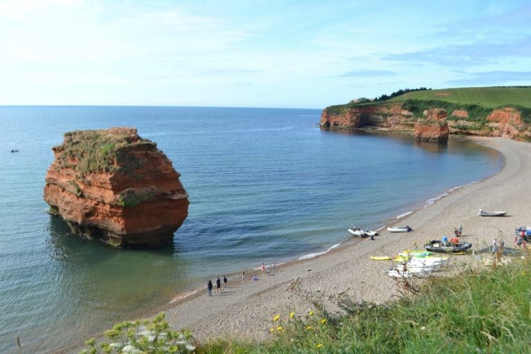 View of Ladram Bay beach from the cliffs - Our ultimate wish list for an awesome family holiday