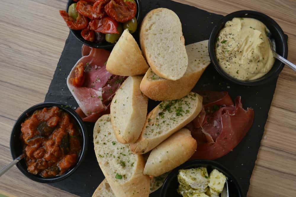 Mezze board Pebbles Restaurant at Ladram Bay