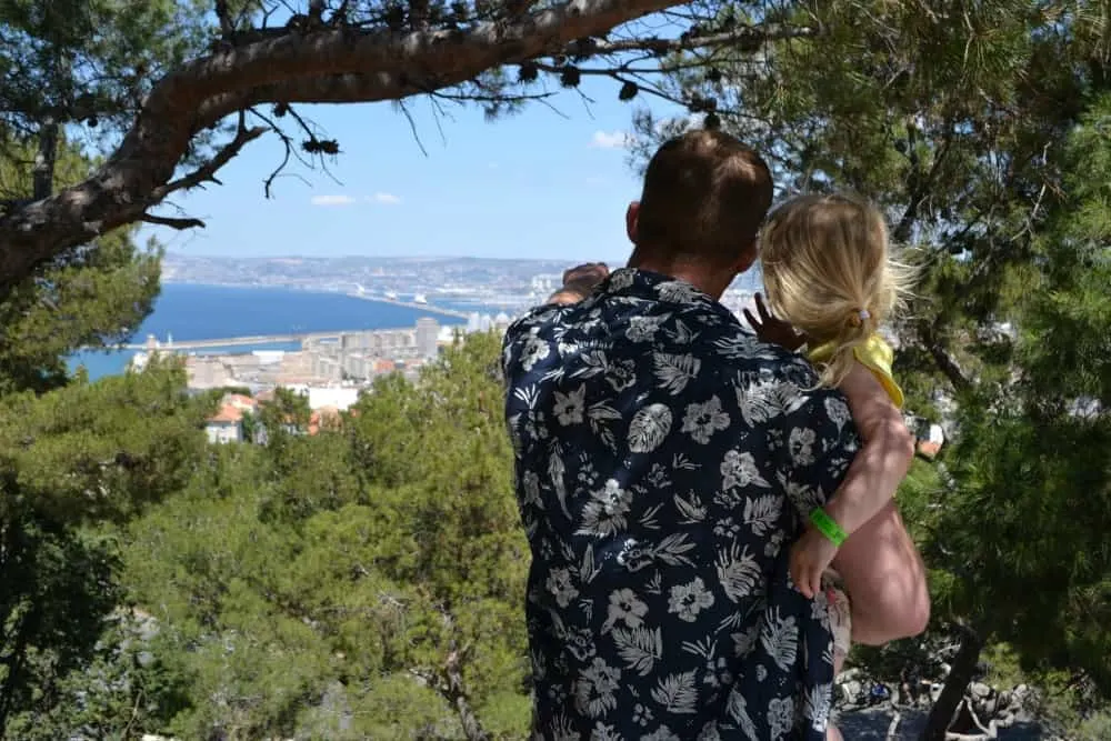 Mr Tin Box and Tot looking at view of Marseille - Le Petit Train Marseille