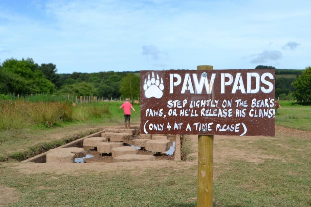 Paw pad stepping stones at The Bear Trail in Devon