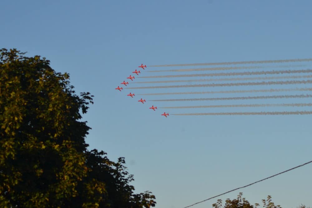 Red Arrows flying in formation - Dartmouth Regatta 2016
