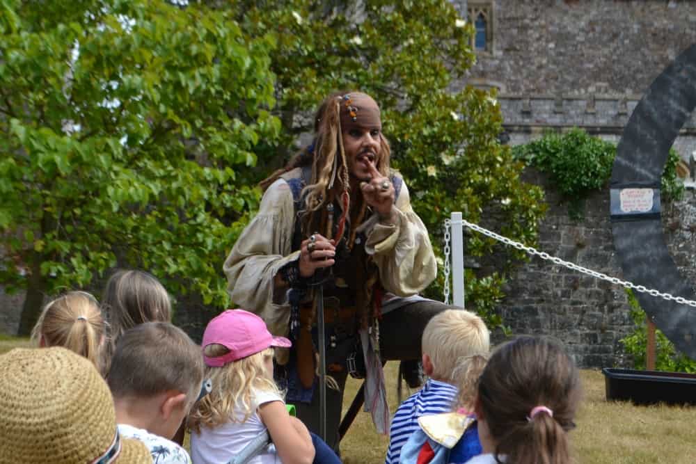 Actor dressed up as a pirate at Powderham Castle