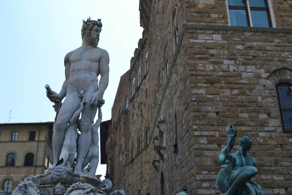 Statues outside Palazzo Vecchio - Florence with toddlers what to see in 4 hours