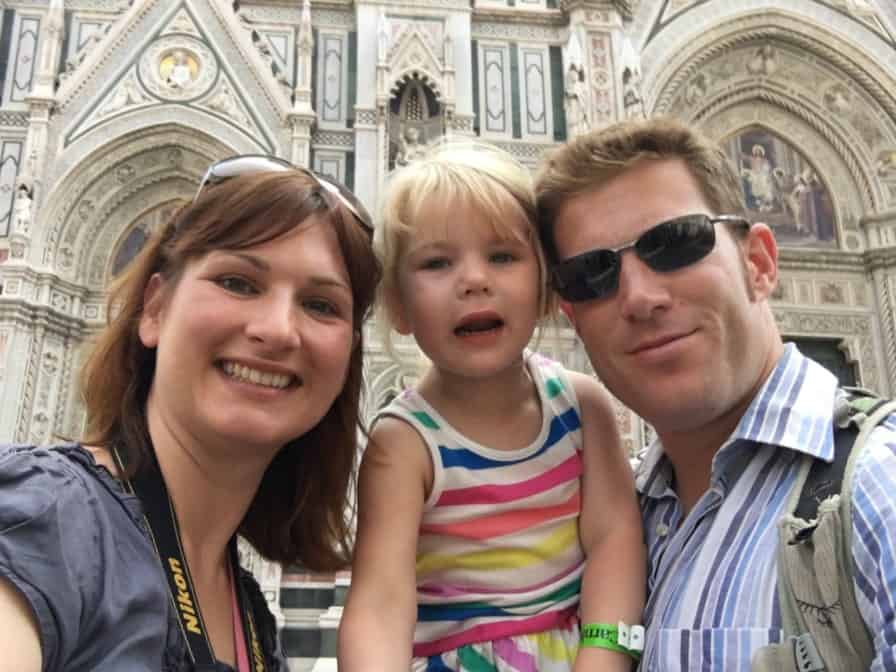 Tin Box family outside Florence Duomo - Florence with toddlers what to see in 4 hours