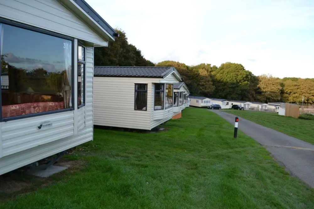 Caravans on The Green at Trevella Holiday Park, Cornwall