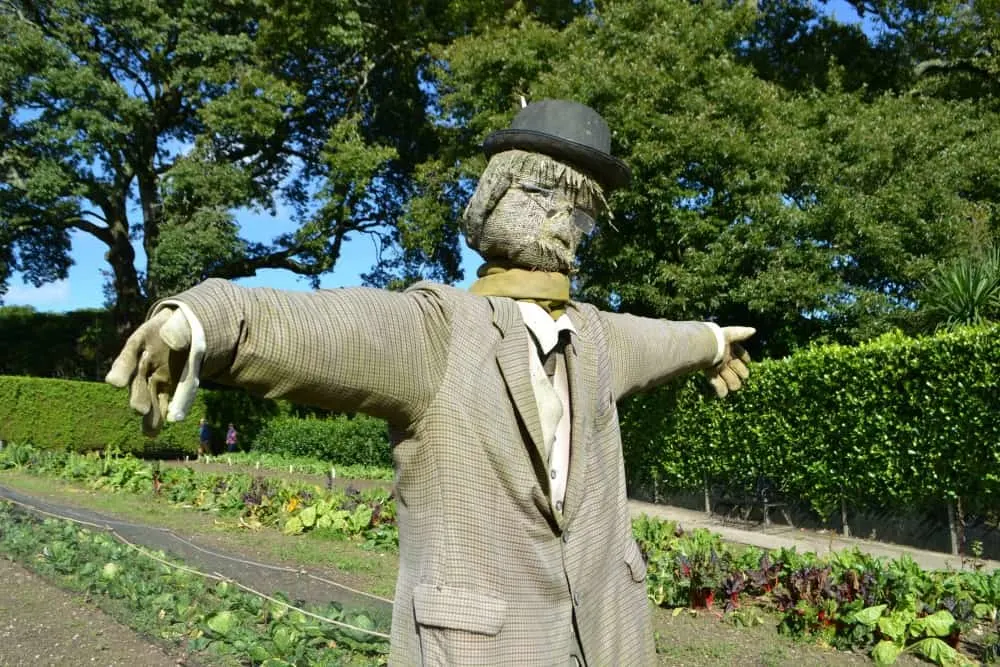 Scare crow in the Kitchen Garden at The Lost Gardens of Heligan - Heligan with children