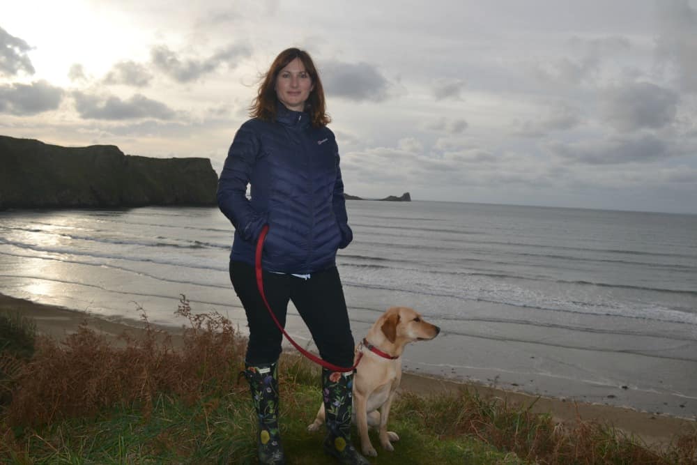 Tin Box Traveller and Dog at Rhossili Bay - 5 awesome Gower beaches for families