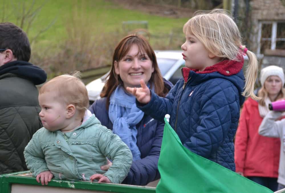 Tin Box Tot waving flag at Coombe Halt Coombe Mill