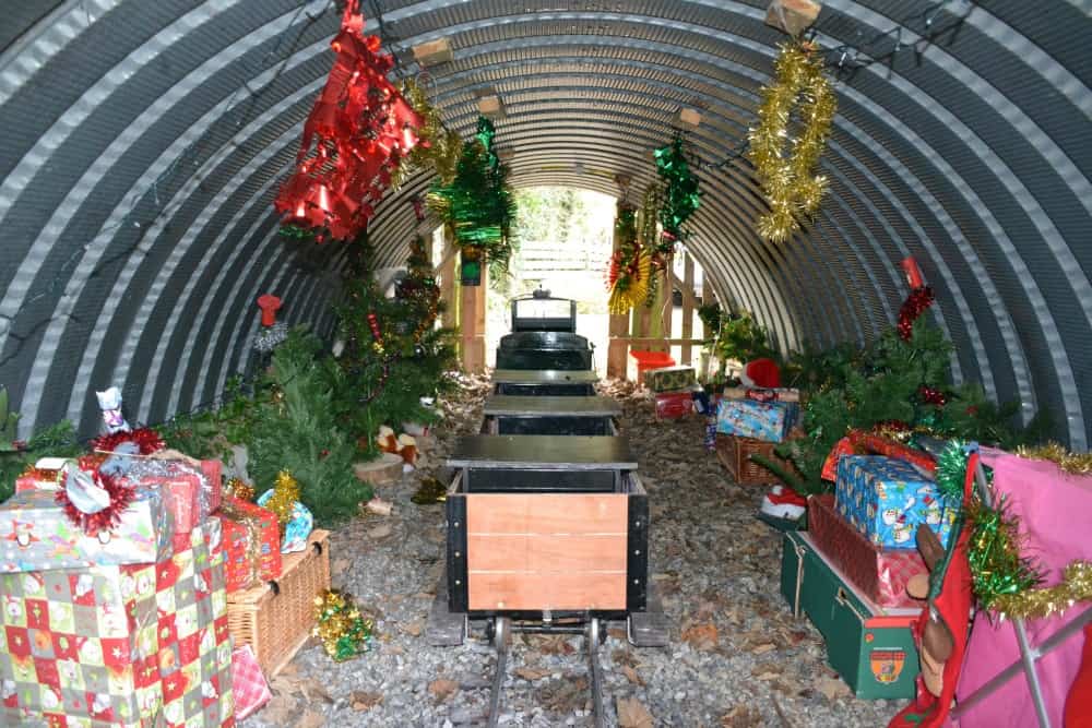 Grotto in train shed at Coombe Mill