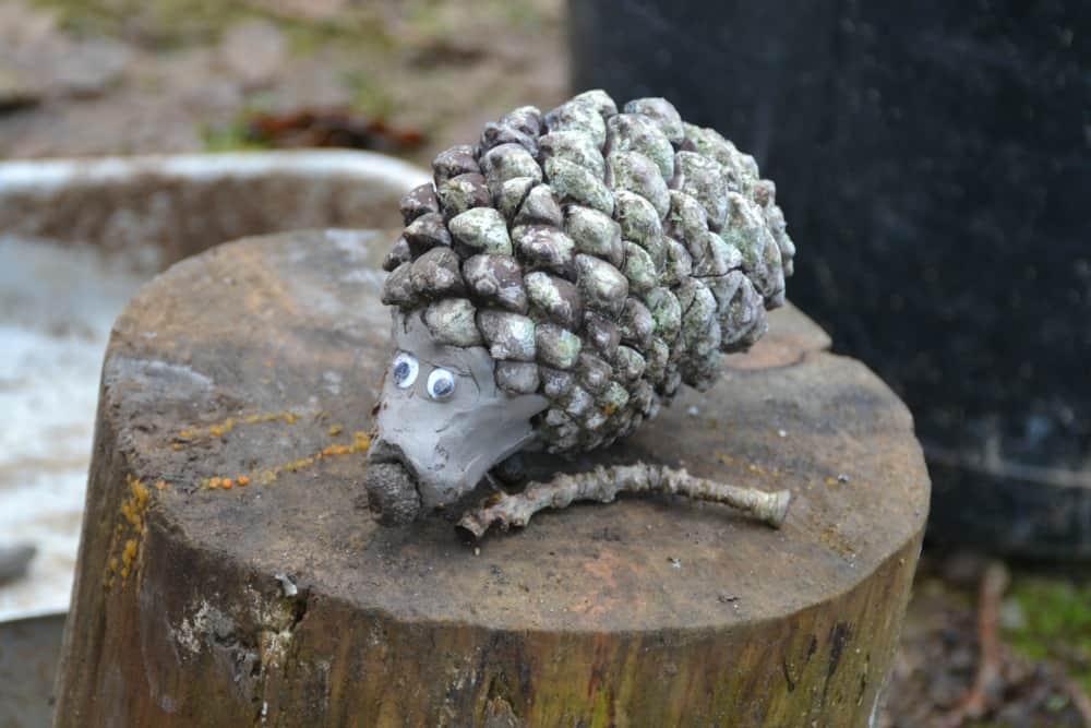 Clay and pine cone hedgehog - A perfect winter holiday with children at Bosinver, Cornwall