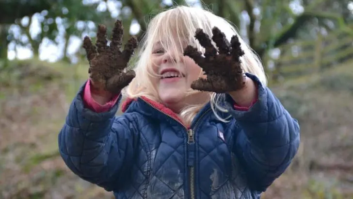 Muddy hands - A perfect winter holiday with children at Bosinver, Cornwall