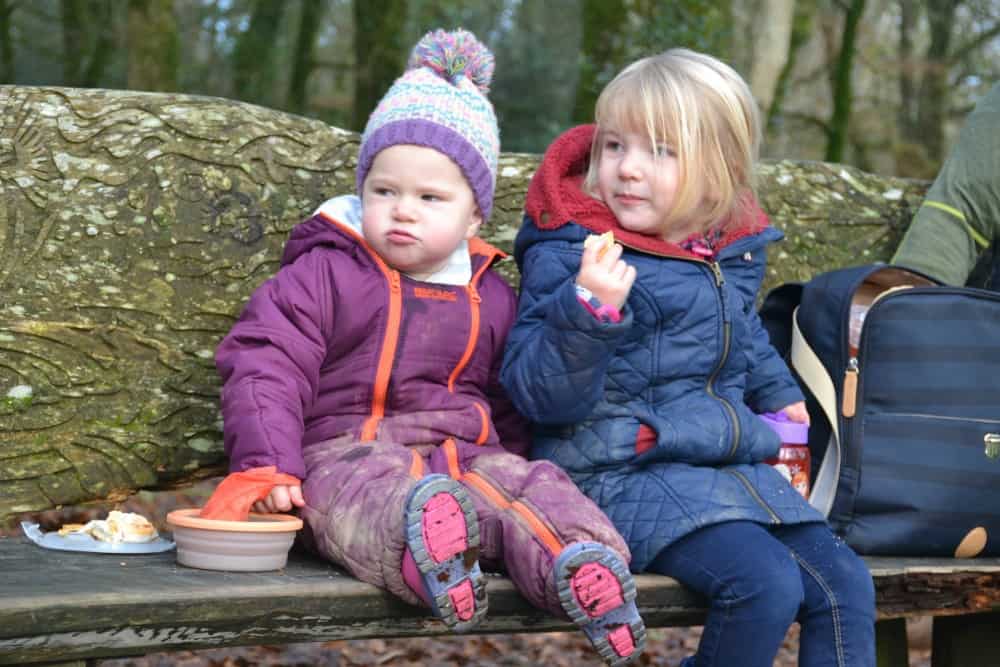 Tin Box girls having a picnic at Golitha Falls - Stunning walks on Bodmin Moor for active families