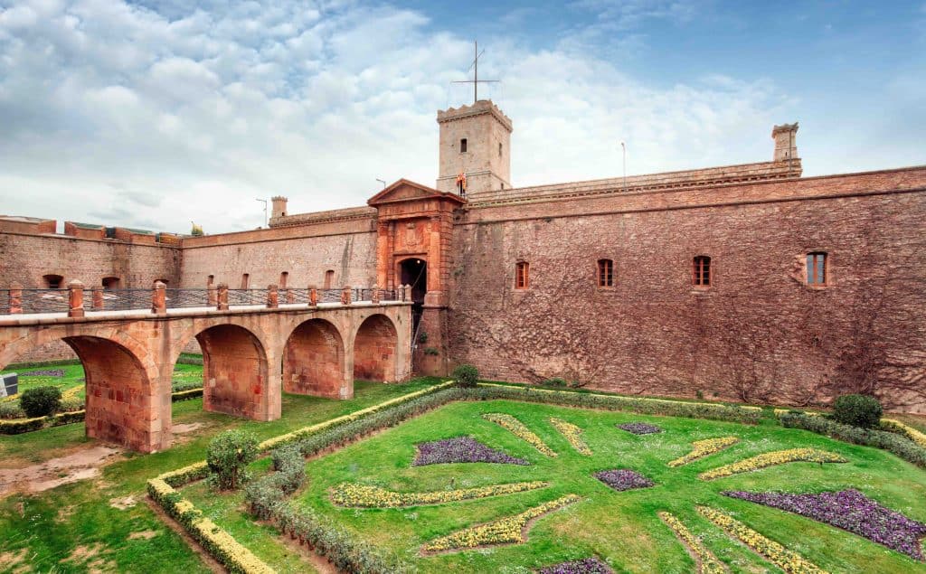 Montjuic Castle walls and gardens, Barcelona, Spain