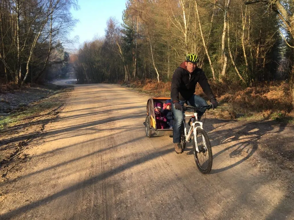 Mr Tin Box cycling in Alice Holt Forest