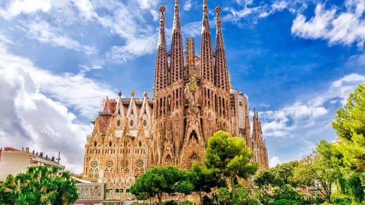 BARCELONA, SPAIN - SEPTEMBER 15,2015 : Sagrada Familia in Barcelona. Sagrada - the most known the buildings created by Antoni Gaudi.