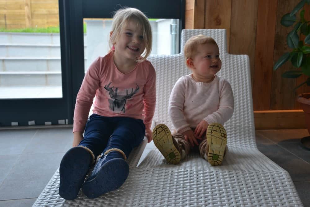 Tin Box girls on lounger at Coast View Holiday Park