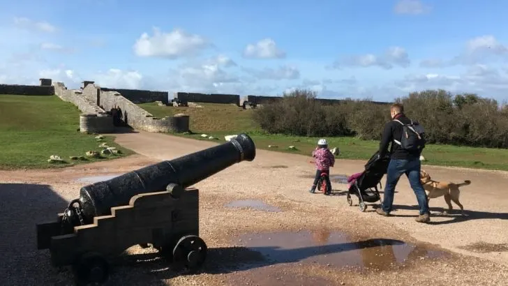 Tin Box family walking in Berry Head's Napoleonic forts