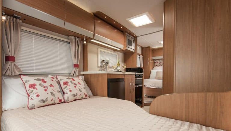 Motorhome interior - bed - win four night motorhome hire with Amber Motorhomes