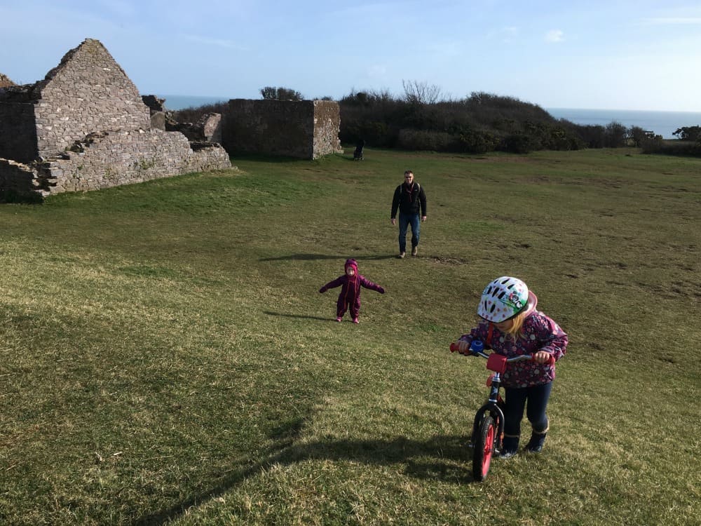 Playing in one of Berry Head's Napoleonic forts
