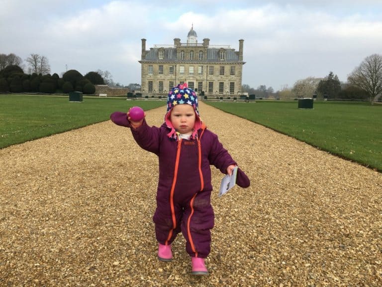 Tin Box Baby in front of Kingson Lacy house - first signs of Spring at Kingston Lacy National Trust