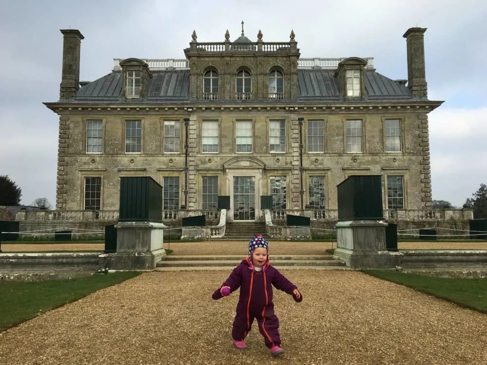 Tin Box Baby in front of Kingston Lacy - First signs of Spring at Kingston Lacy National Trust
