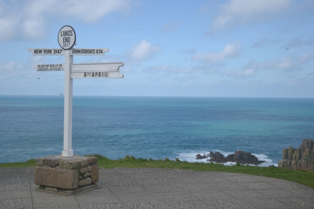 Land's End sign and view: Land's End with kids