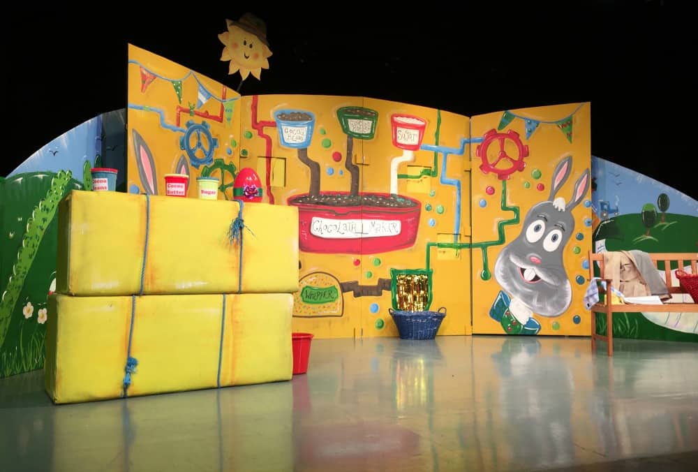 Stage scenery: Easter Bunny's Eggs-ellent Adventure at the Palace Theatre, Paignton