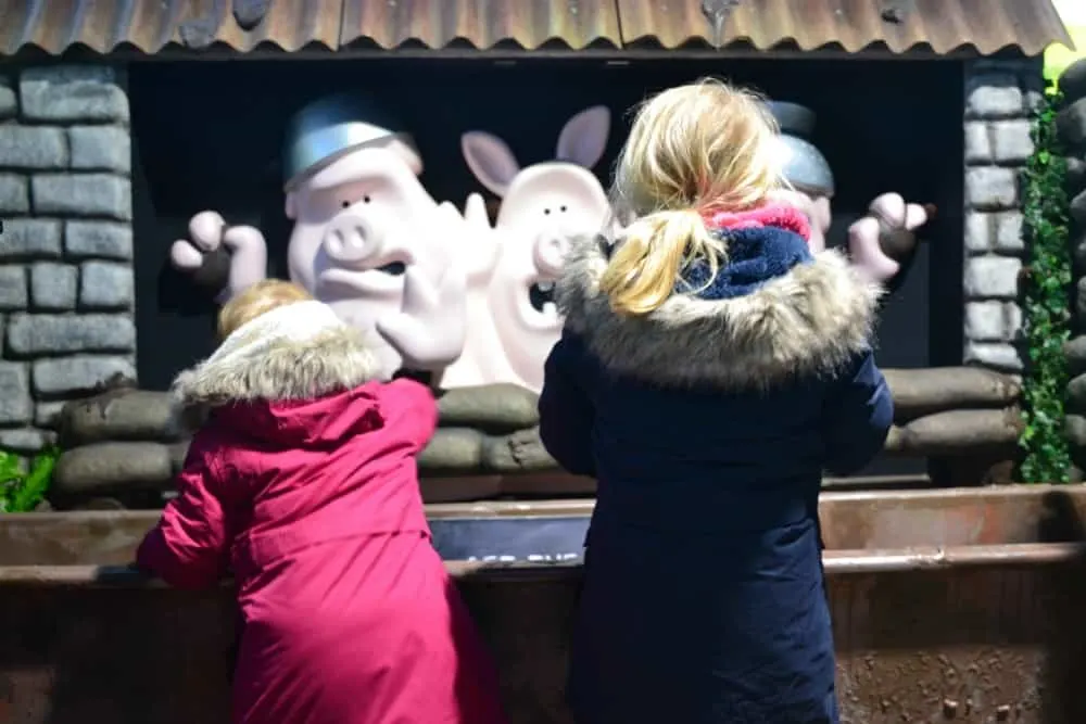 Throwing poo in Shaun the Sheep Experience: Land's End with kids