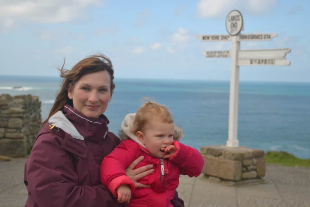Tin Box Traveller and Baby at Land's End: Land's End with kids