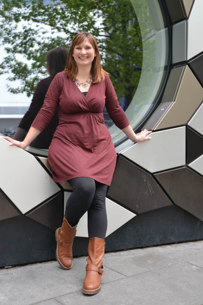 Tin Box Traveller outside Ravensborne House - Perfect weekend wardrobe for London with M and M Direct