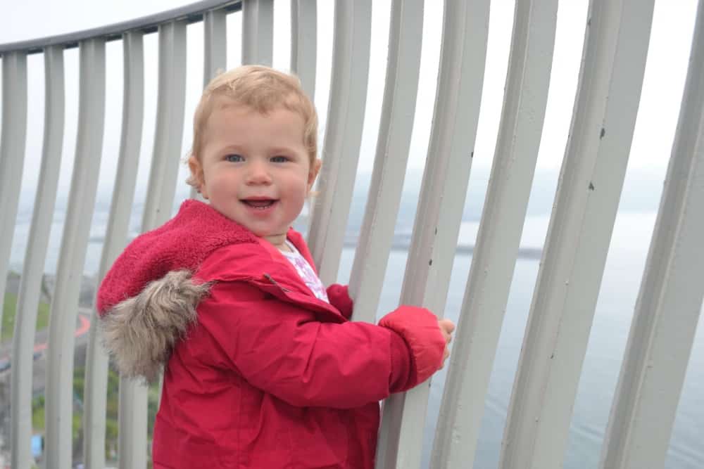 Tin Box Baby at tiop of Seaton's Tower: Toddler days out in Devon