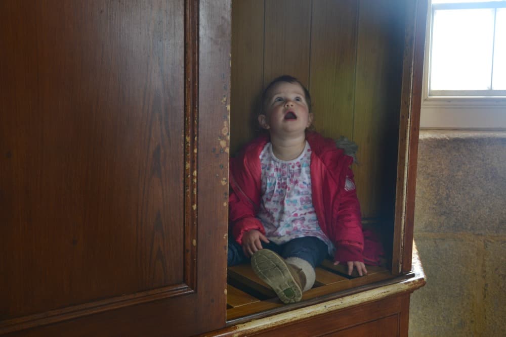 Tin Box Baby in Smeaton's Tower bed: climbing Smeaton's Tower with toddlers