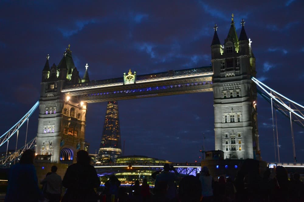 Tower Bridge at night - Perfect weekend wardrobe for London with M and M Direct