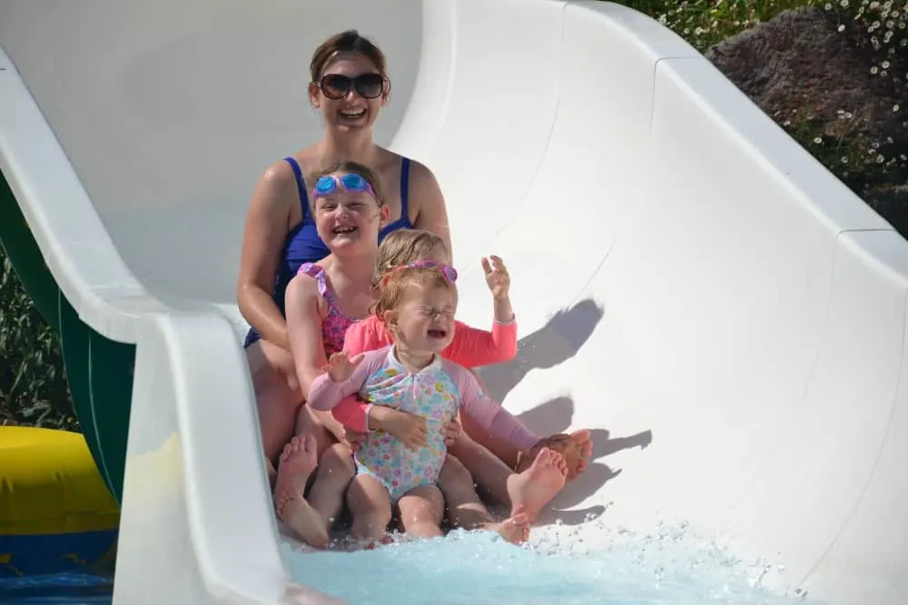 Girls on water slide at Pin Parasol