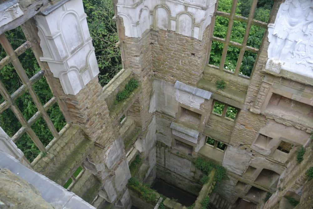 View down through the ruined Old Hardwick Hall Derbyshire