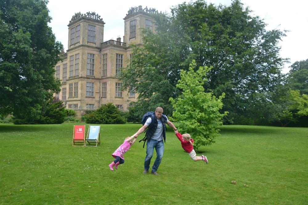 Mr Tin Box swinging girls at Hardwick Hall National Trust Derbyshire