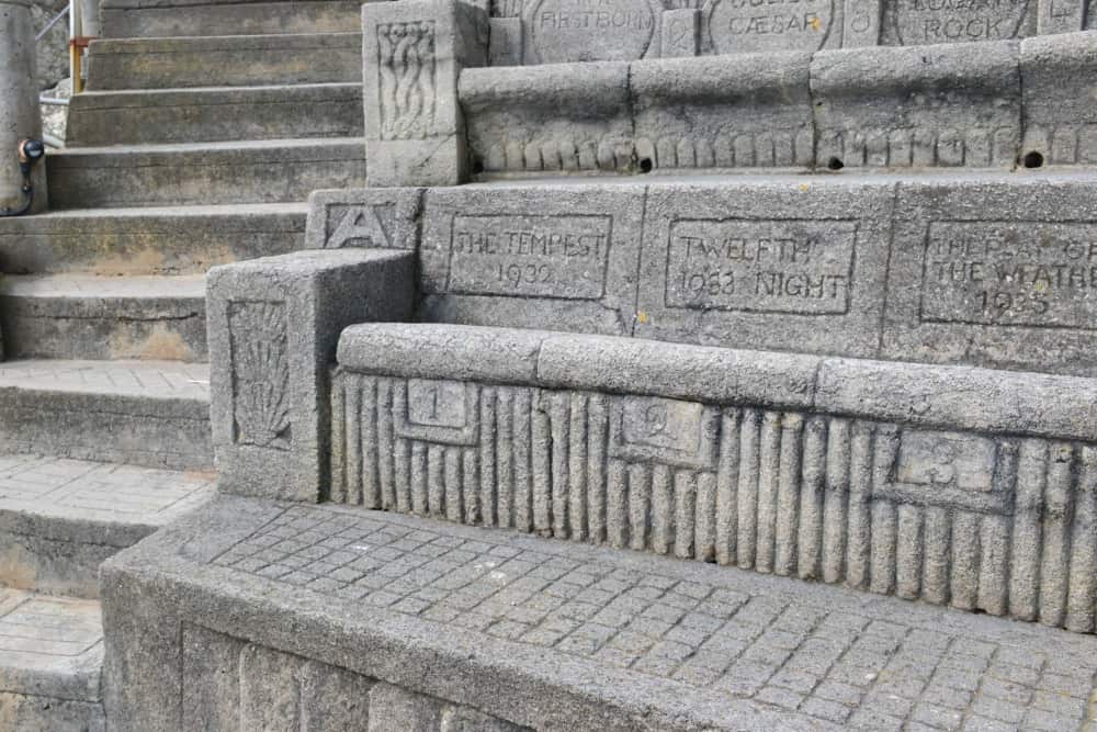 Seating at the Minack Theatre - Open air theatre with children in Cornwall