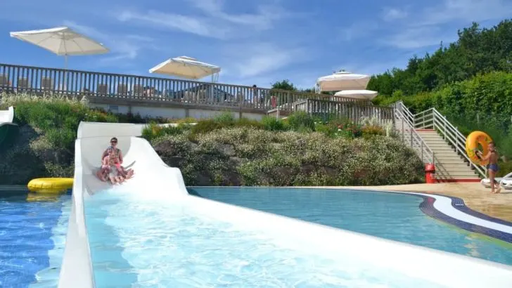 Small water slide at Pin Parasol - caravan holiday in France, Al Fresco Holidays